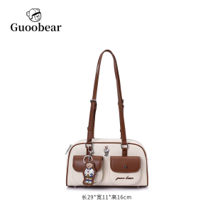 GU1438米白色帆布刺绣单肩包